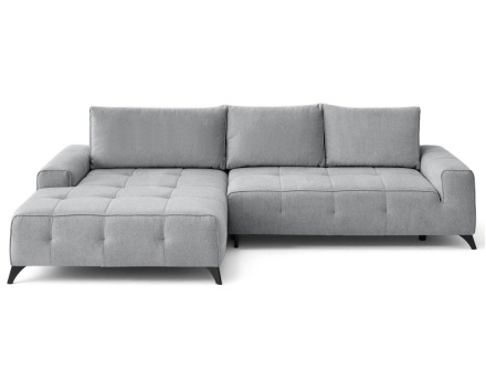 Canapé d'angle gauche 4 places convertible avec coffre en tissu texturé Rimini