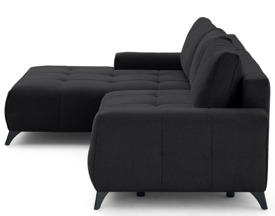 Canapé d'angle gauche 4 places convertible avec coffre en tissu texturé Rimini