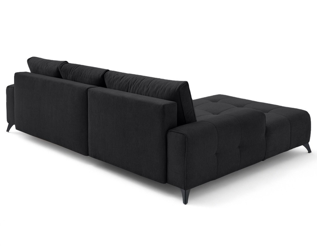 Canapé d'angle gauche 4 places convertible avec coffre en tissu texturé Rimini