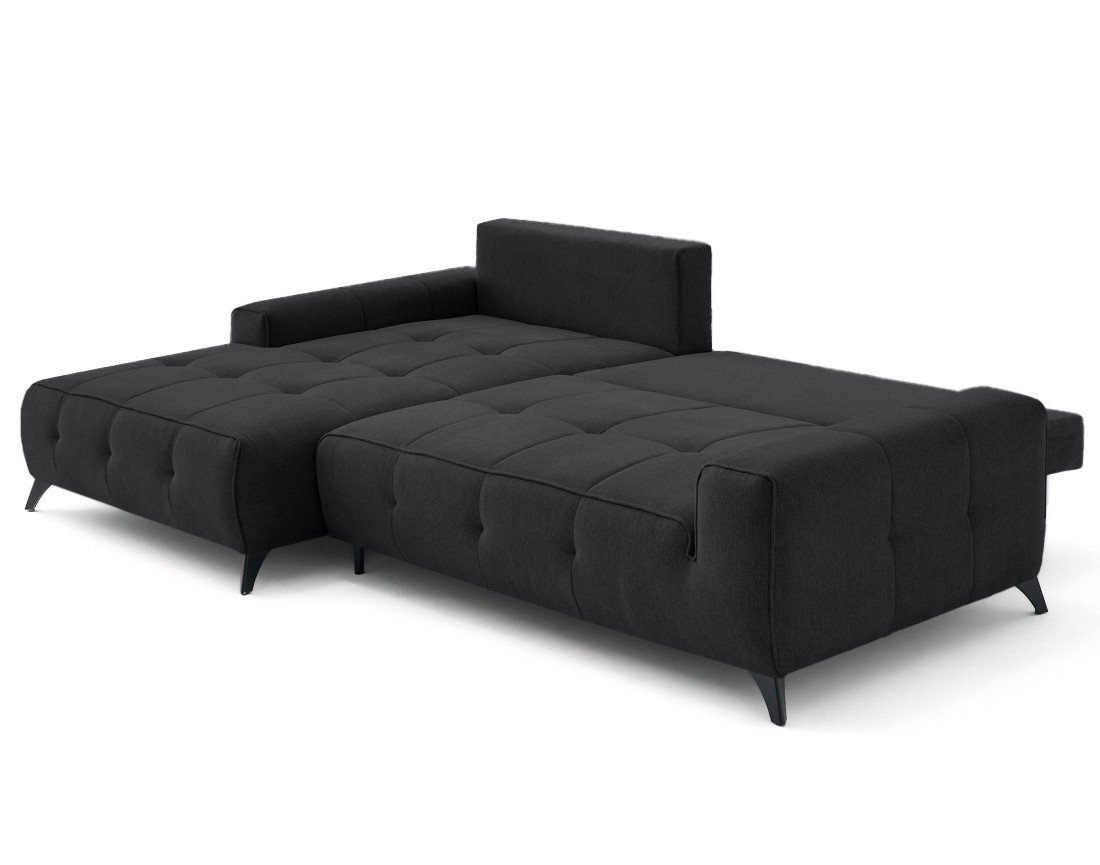 Canapé d'angle gauche 4 places convertible avec coffre en tissu texturé Rimini