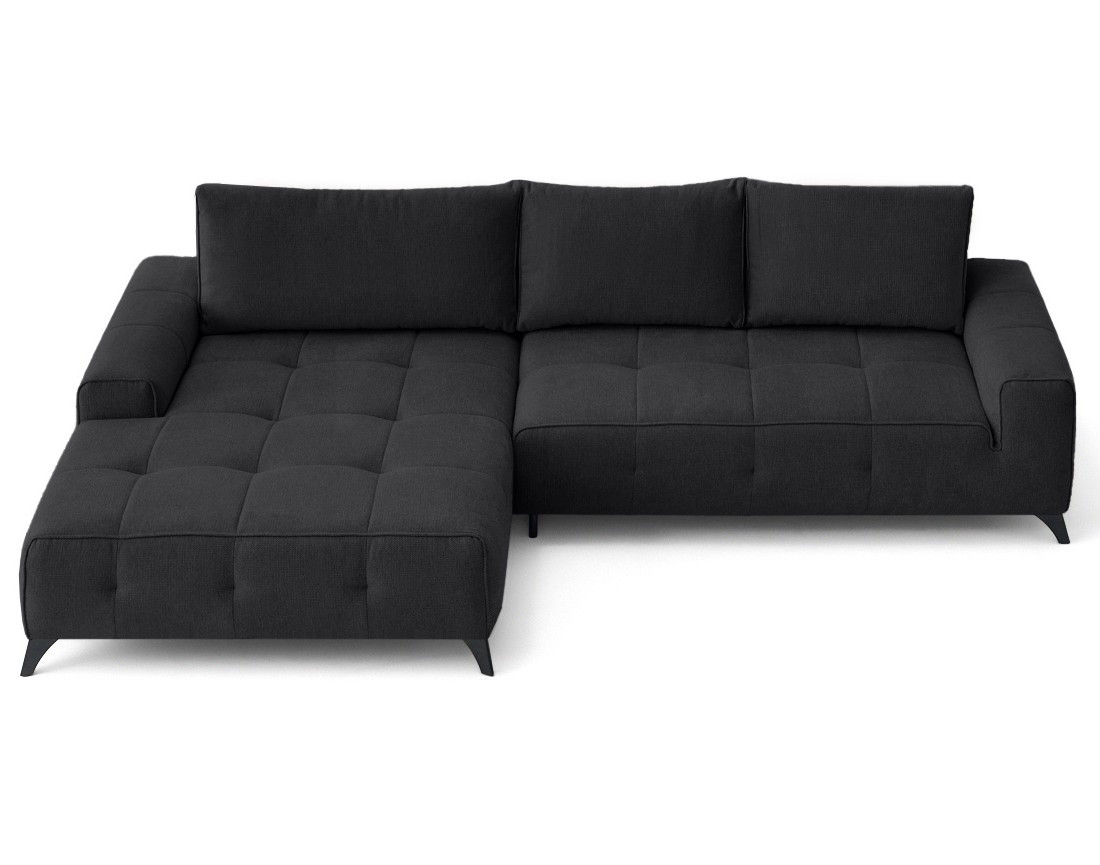 Canapé d'angle gauche 4 places convertible avec coffre en tissu texturé Rimini