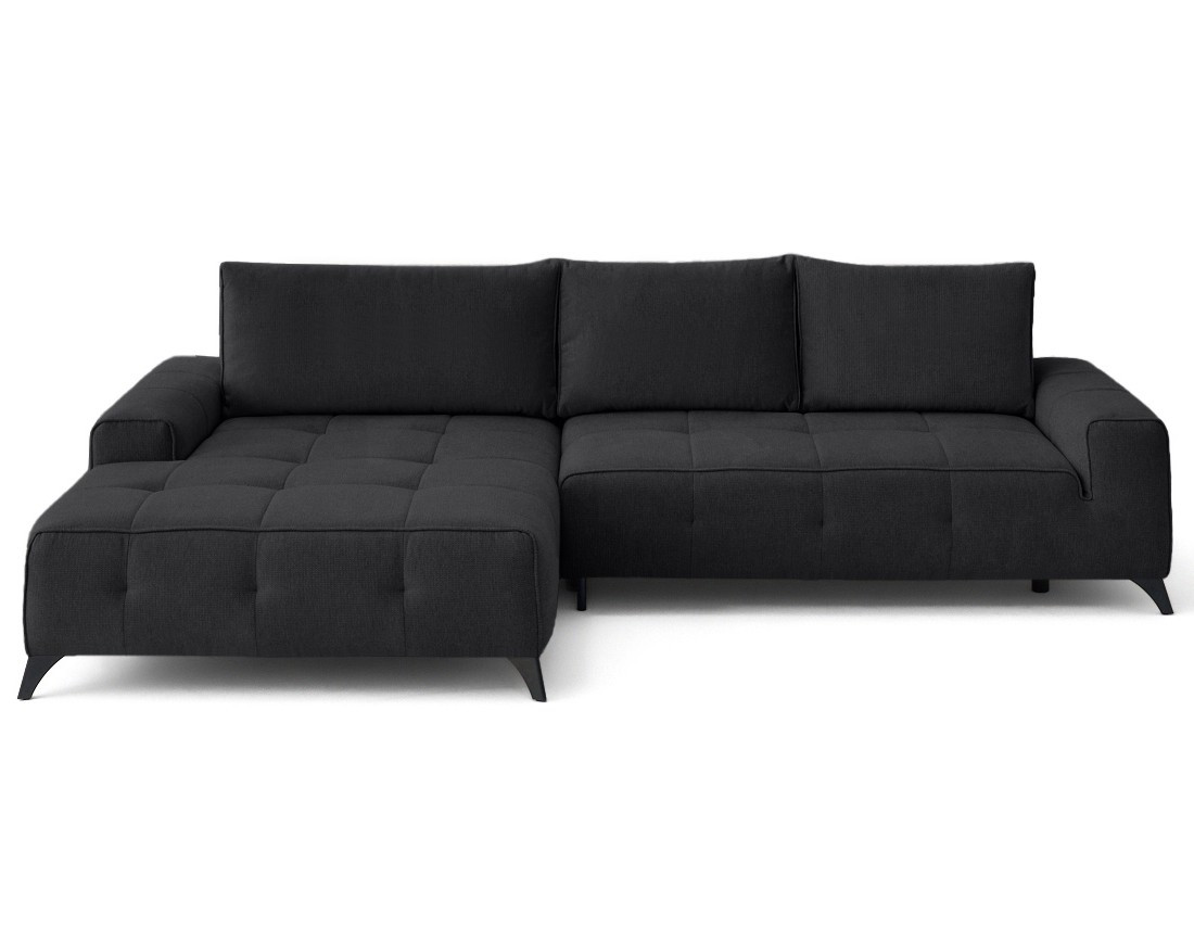 Canapé d'angle gauche 4 places convertible avec coffre en tissu texturé Rimini