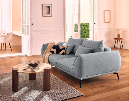 Canapé droit 2 places en tissu texturé Arica