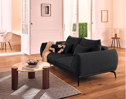 Canapé droit 2 places en tissu texturé Arica