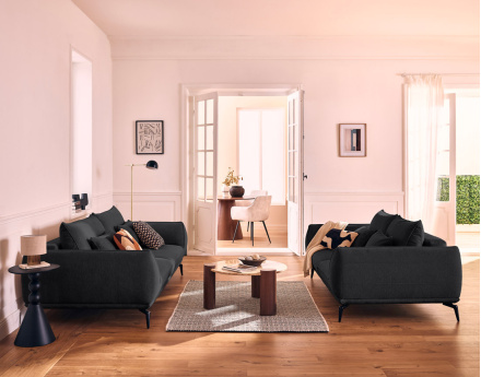 Canapé droit 2 places en tissu texturé Arica