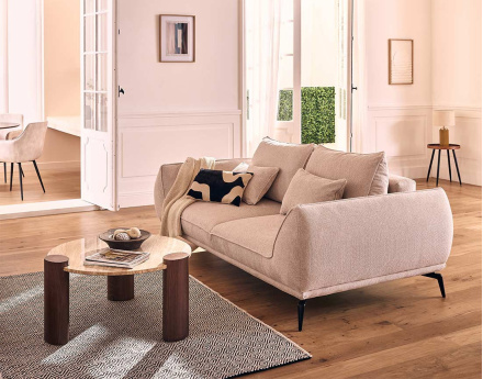 Canapé droit 2 places en tissu texturé Arica