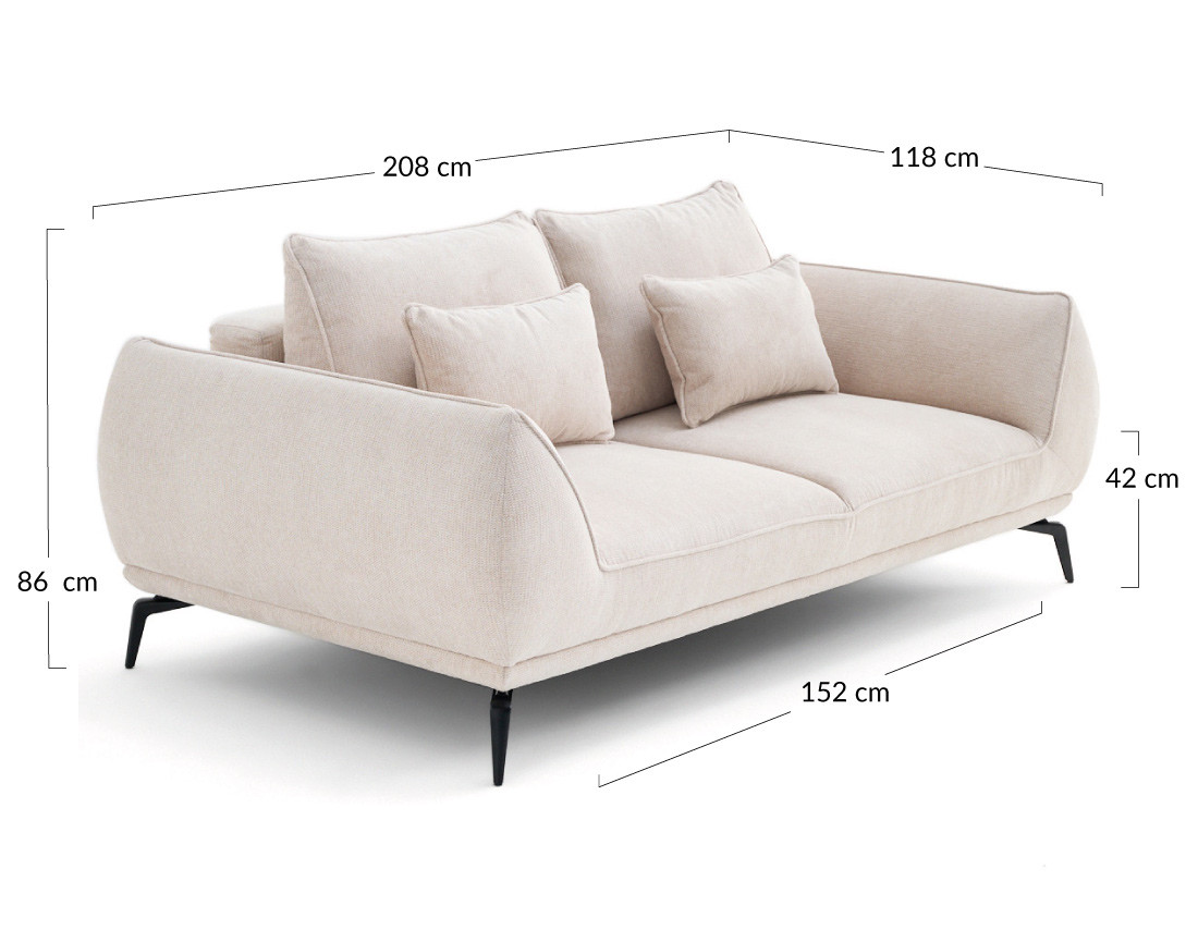 Canapé droit 2 places en tissu texturé Arica