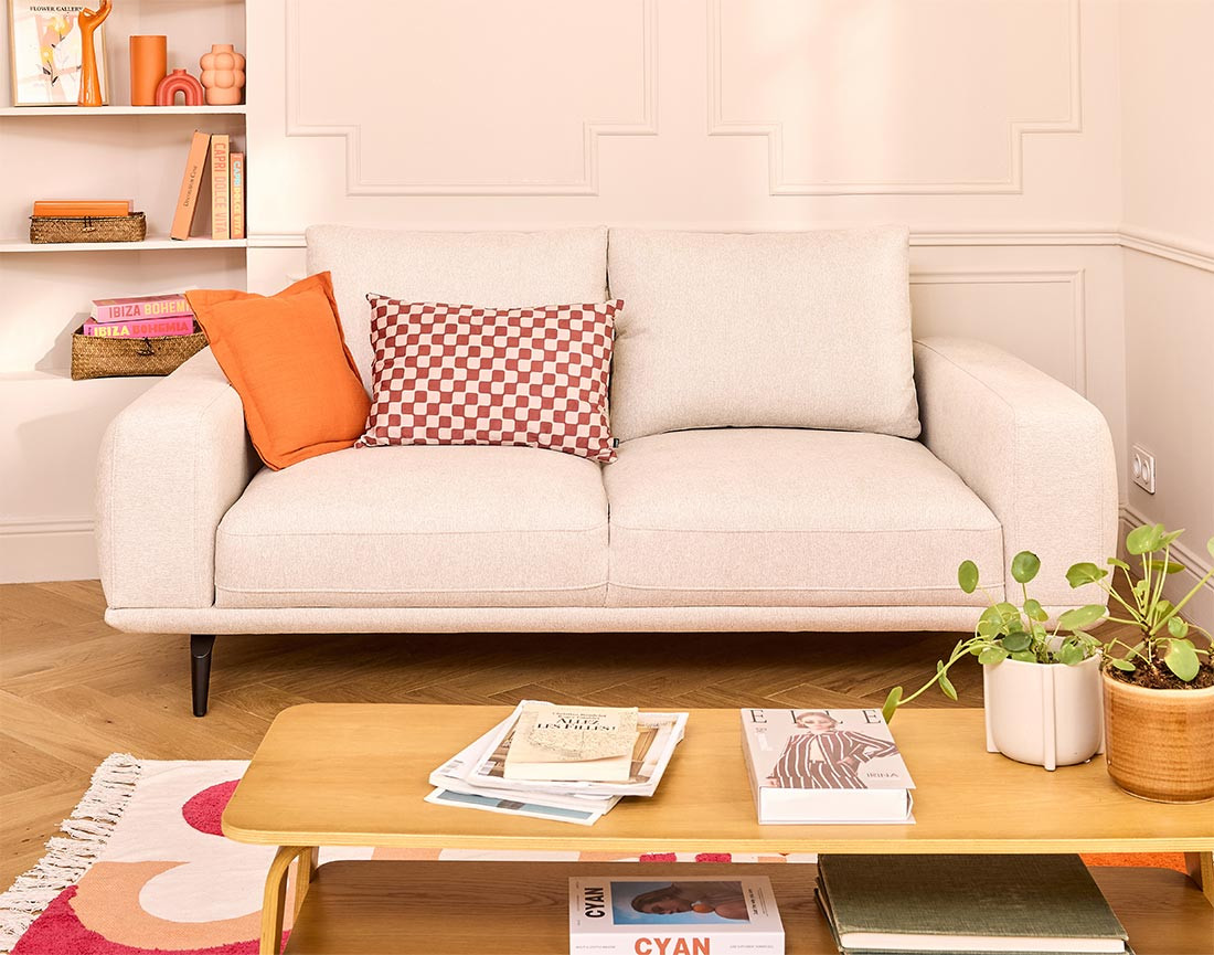 Canapé droit 2 places en tissu Vicence