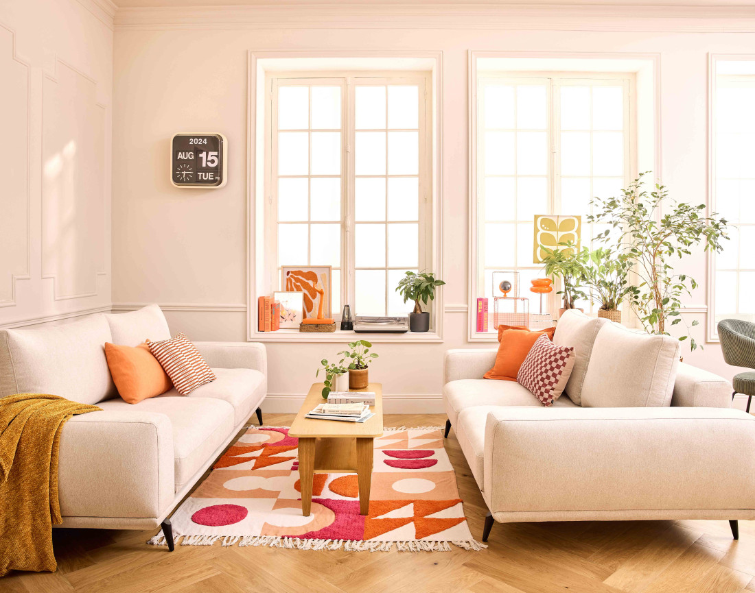 Canapé droit 2 places en tissu Vicence