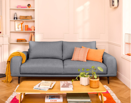 Canapé droit 3 places convertible en tissu Vicence