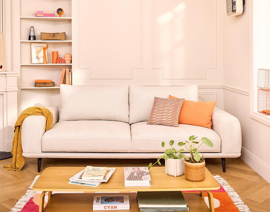 Canapé droit 3 places convertible en tissu Vicence