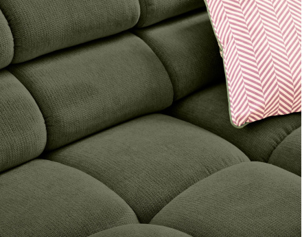 Canapé d'angle gauche 3 places avec têtières réglables en tissu texturé Matera