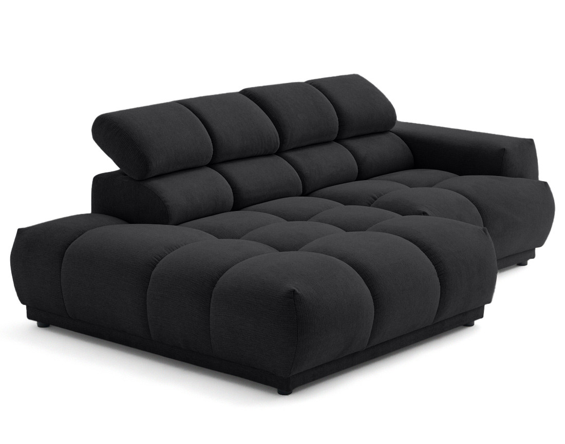 Canapé d'angle gauche 3 places avec têtières réglables en tissu texturé Matera