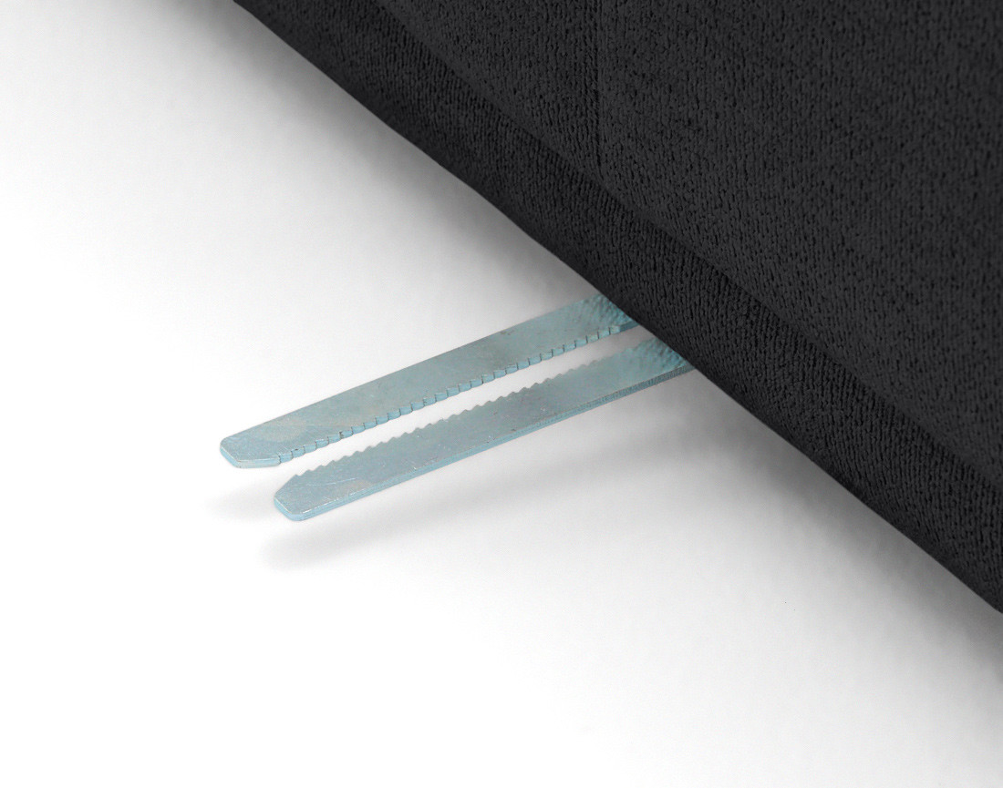 Canapé d'angle gauche 3 places avec têtières réglables en tissu texturé Matera