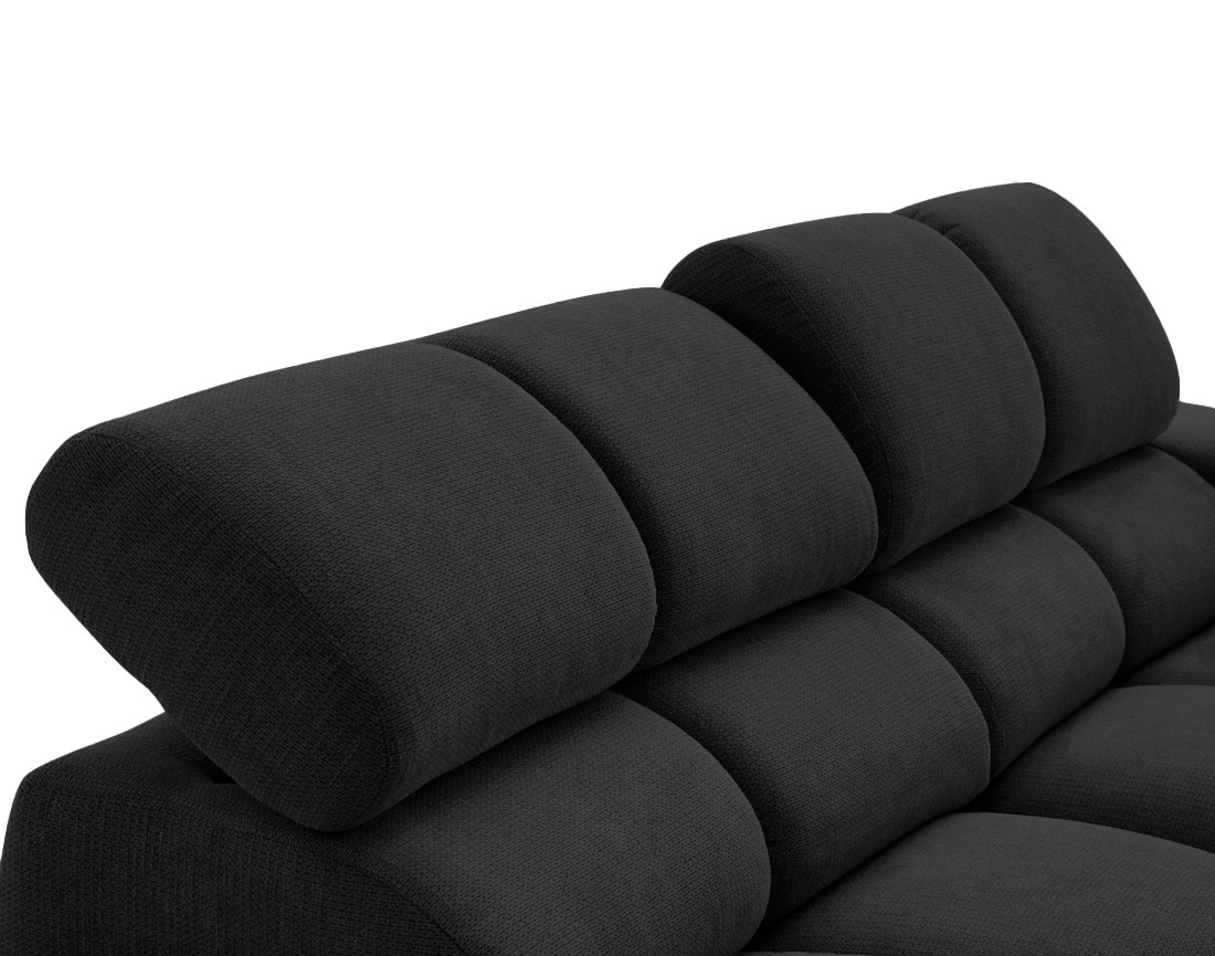 Canapé d'angle gauche 3 places avec têtières réglables en tissu texturé Matera