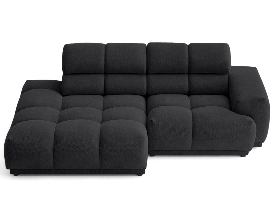 Canapé d'angle gauche 3 places avec têtières réglables en tissu texturé Matera