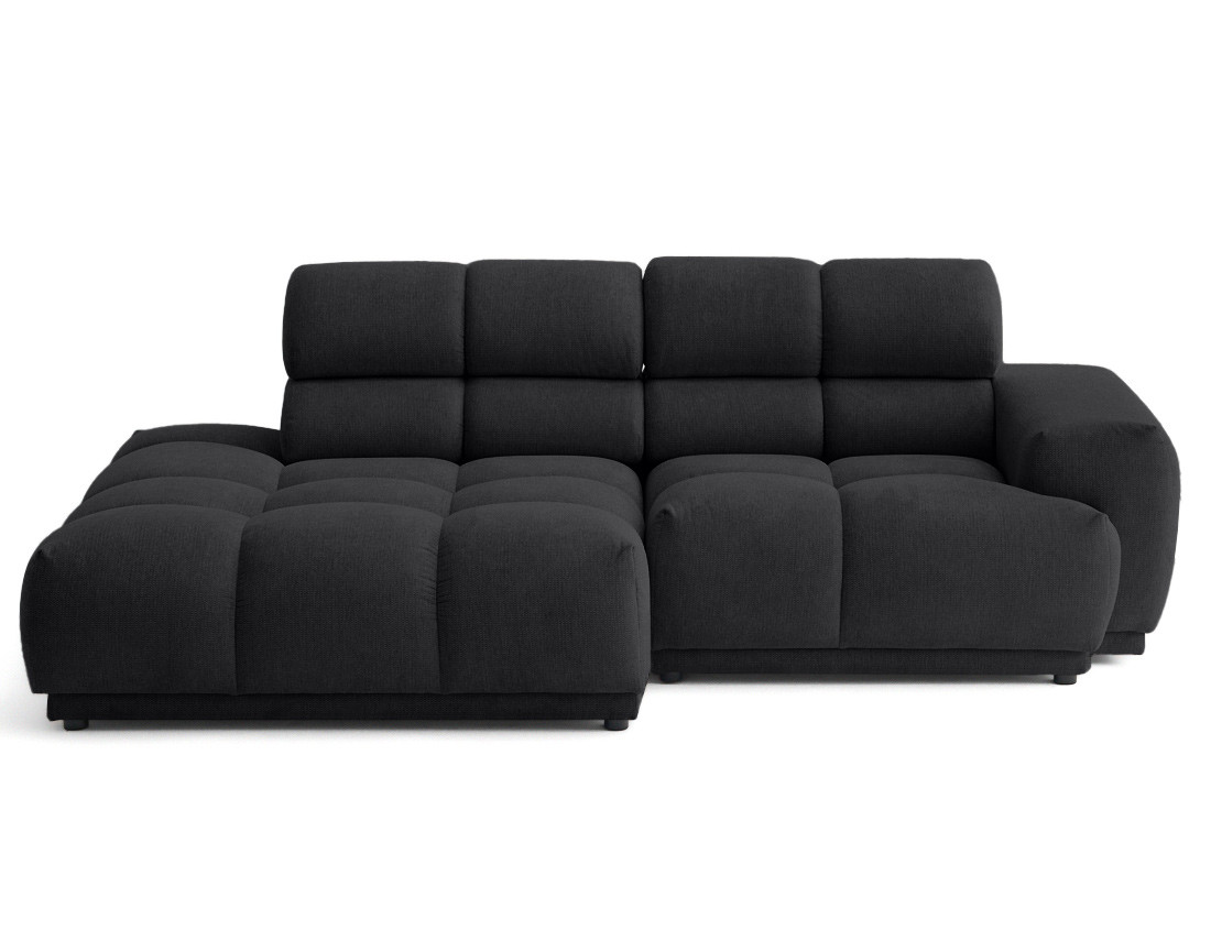 Canapé d'angle gauche 3 places avec têtières réglables en tissu texturé Matera