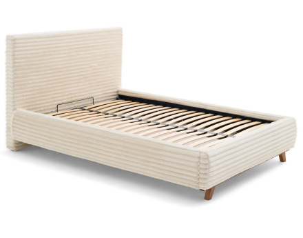 Lit coffre 140x200 cm sommier inclus fausse fourrure côtelé Cristal