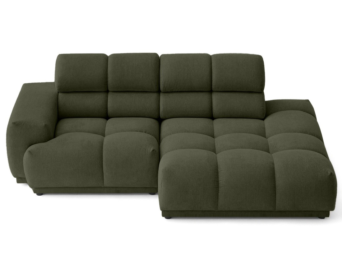 Canapé d'angle droit 3 places avec têtières réglables en tissu texturé Matera