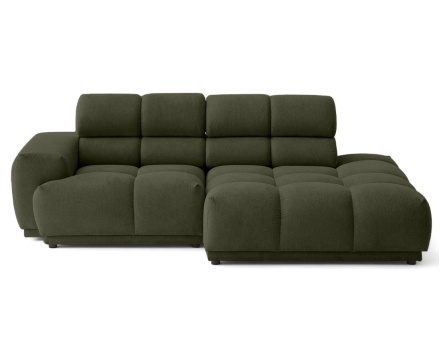 Canapé d'angle droit 3 places avec têtières réglables en tissu texturé Matera