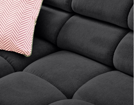 Canapé d'angle droit 3 places avec têtières réglables en tissu texturé Matera