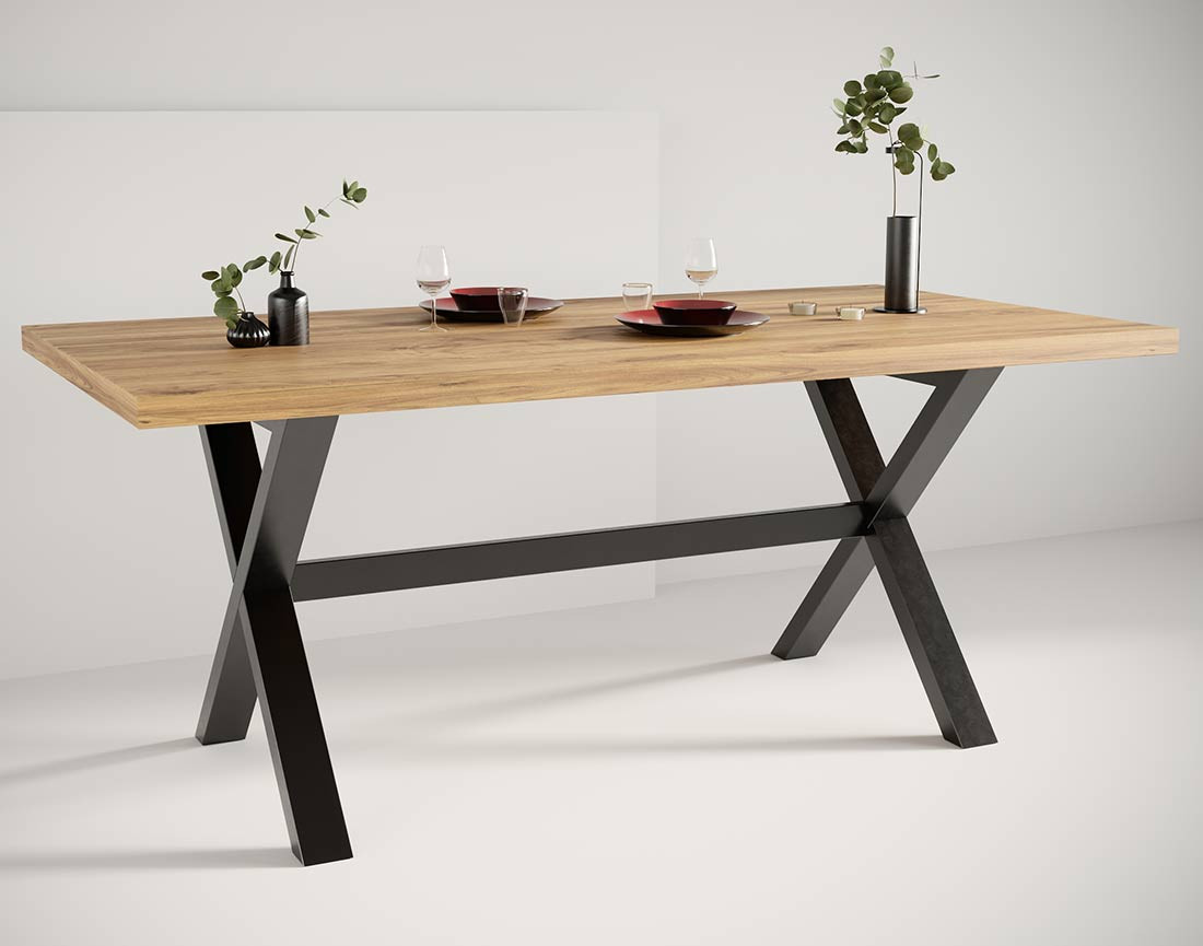 Table à manger chêne et hêtre massif 180 cm Woody
