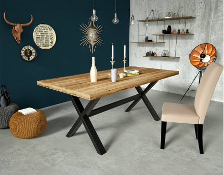 Table à manger chêne et hêtre massif 180 cm Woody