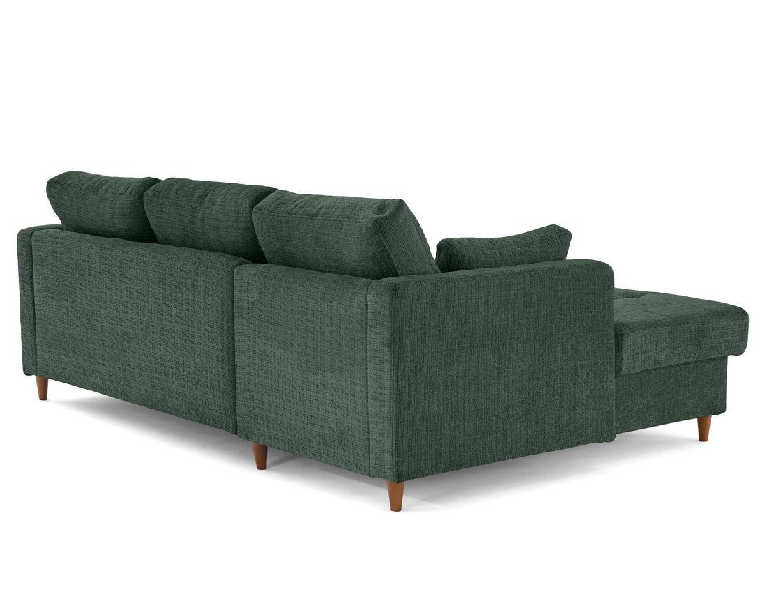 Canapé d'angle gauche 4 places convertible avec coffre en velours texturé Anna