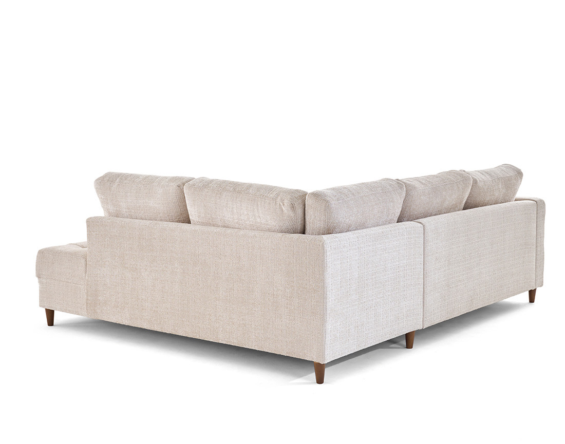 Canapé d'angle droit 5 places convertible en velours texturé Anna