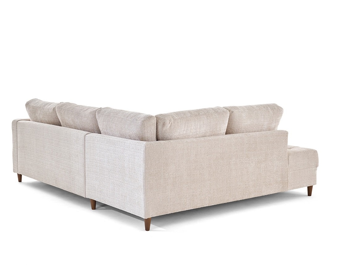 Canapé d'angle gauche 5 places convertible en velours texturé Anna