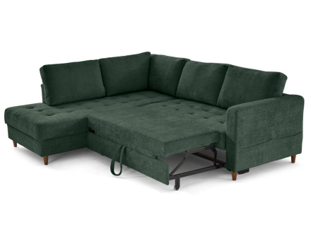 Canapé d'angle gauche 5 places convertible en velours texturé Anna