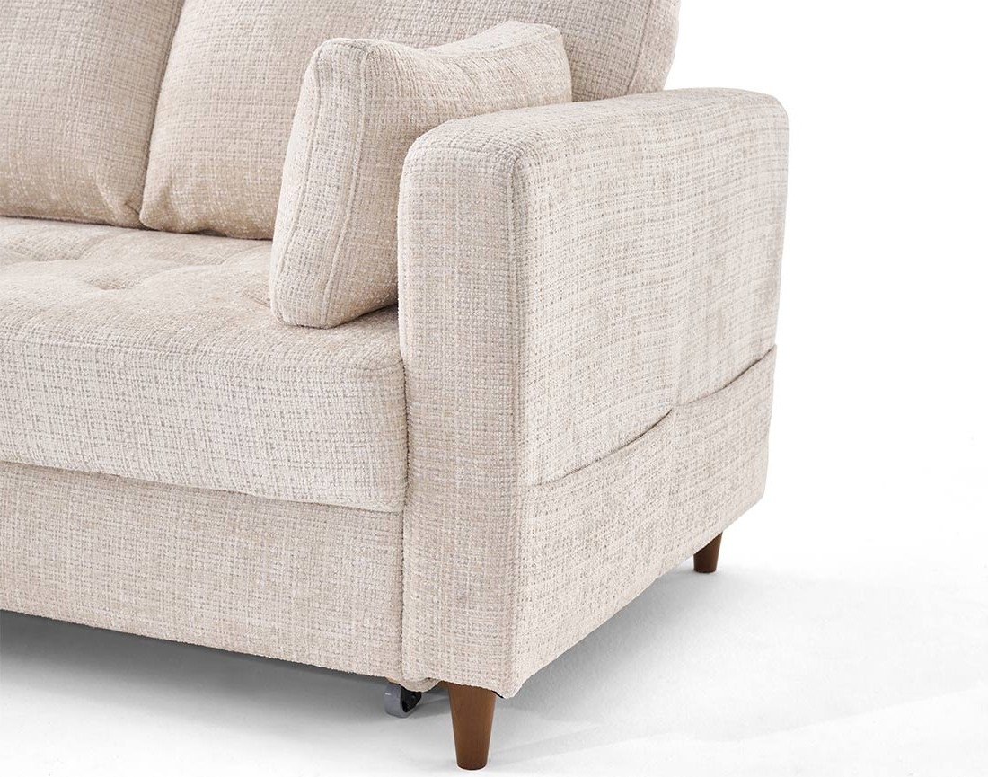 Canapé d'angle gauche 5 places convertible en velours texturé Anna