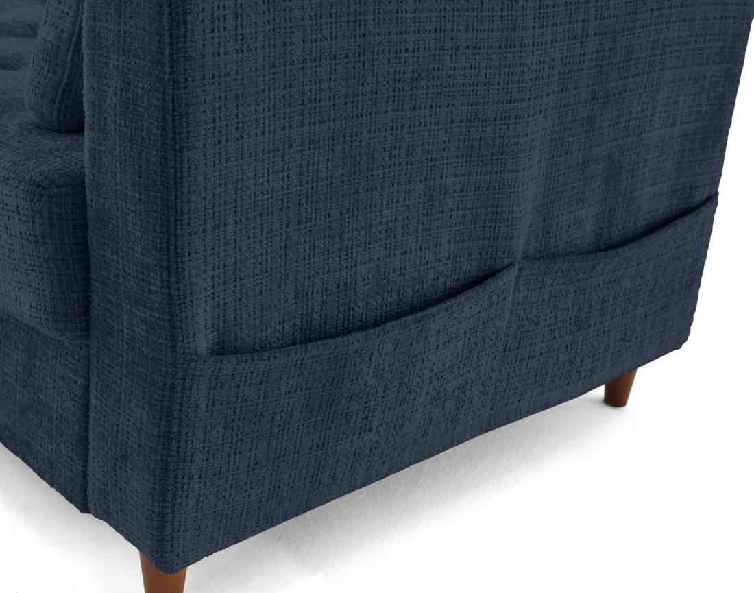 Canapé panoramique d'angle gauche 7 places convertible avec coffre en velours texturé Anna