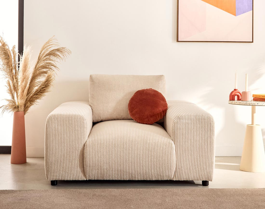 Fauteuil en velours côtelé Garance