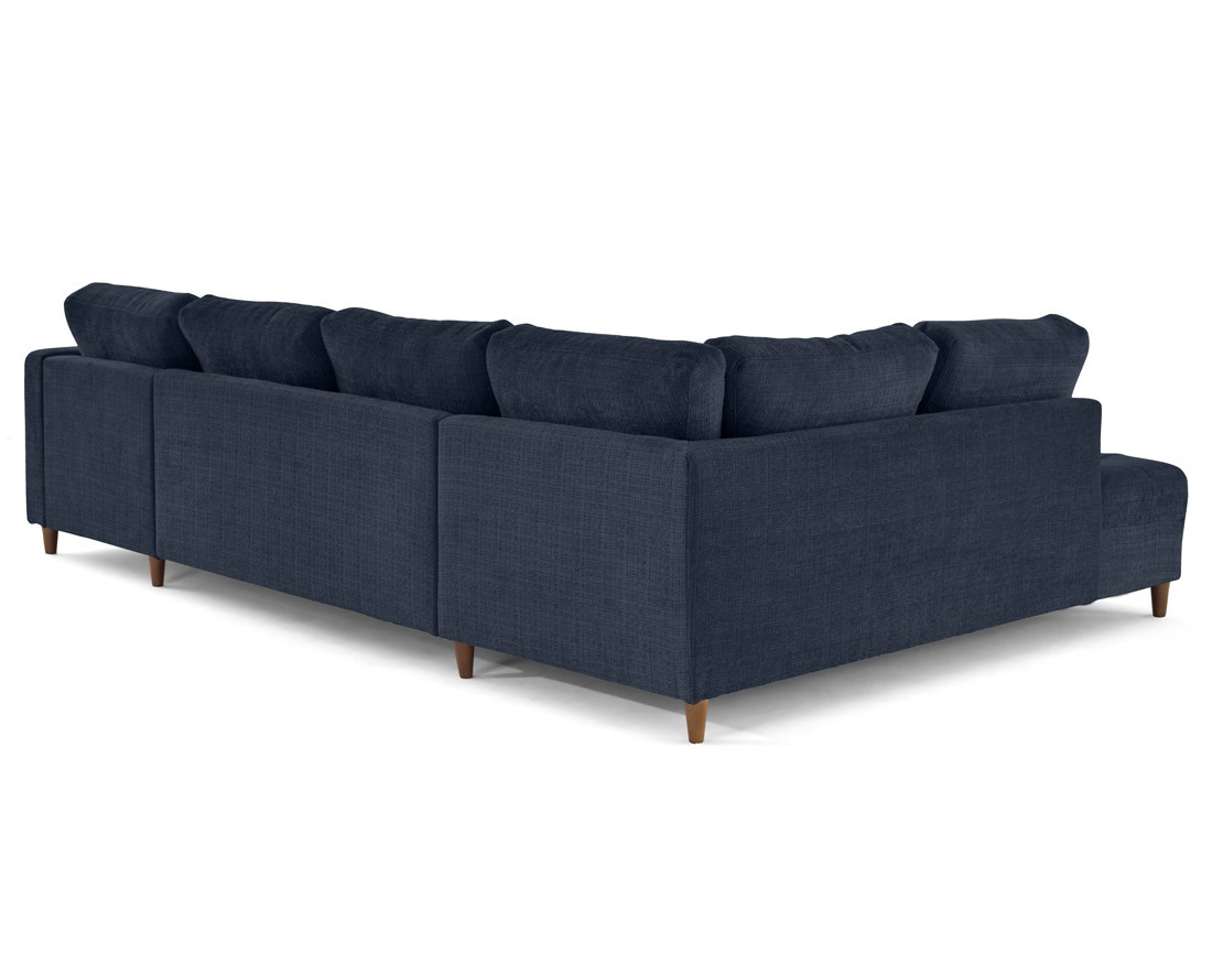 Canapé panoramique d'angle gauche 7 places convertible avec coffre en velours texturé Anna