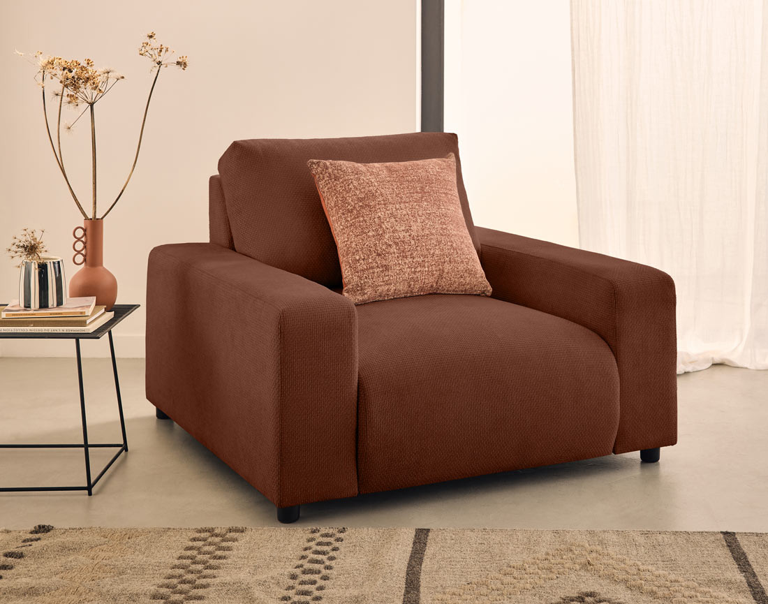 Fauteuil en velours texturé Pivoine