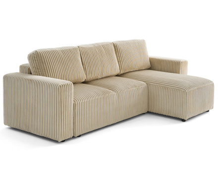 Canapé d'angle 4 places convertible en velours grosses côtes Livy