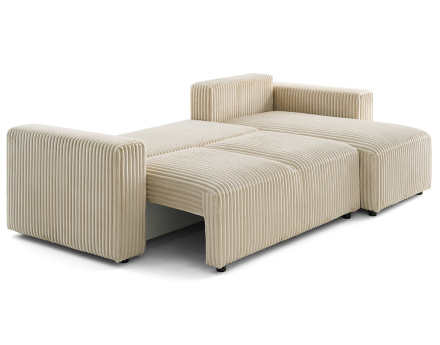 Canapé d'angle 4 places convertible en velours grosses côtes Livy