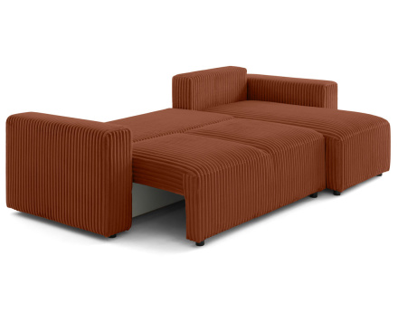 Canapé d'angle 4 places convertible en velours grosses côtes Livy