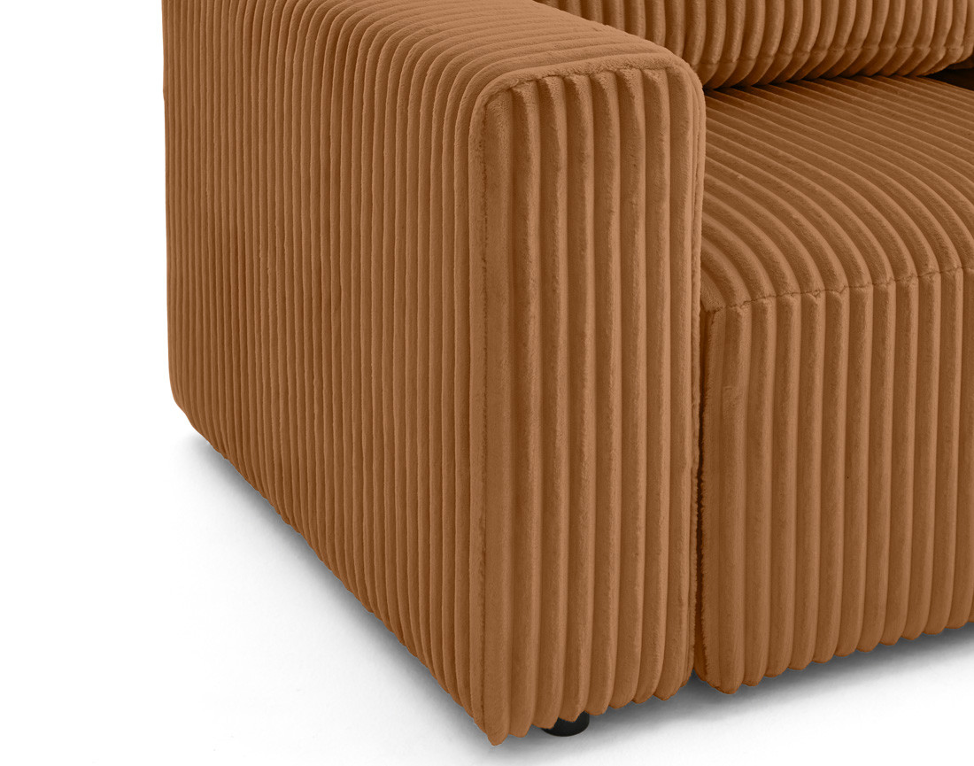 Canapé d'angle 4 places convertible en velours grosses côtes Livy