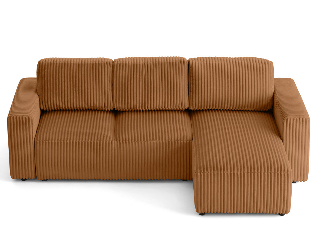 Canapé d'angle 4 places convertible en velours grosses côtes Livy