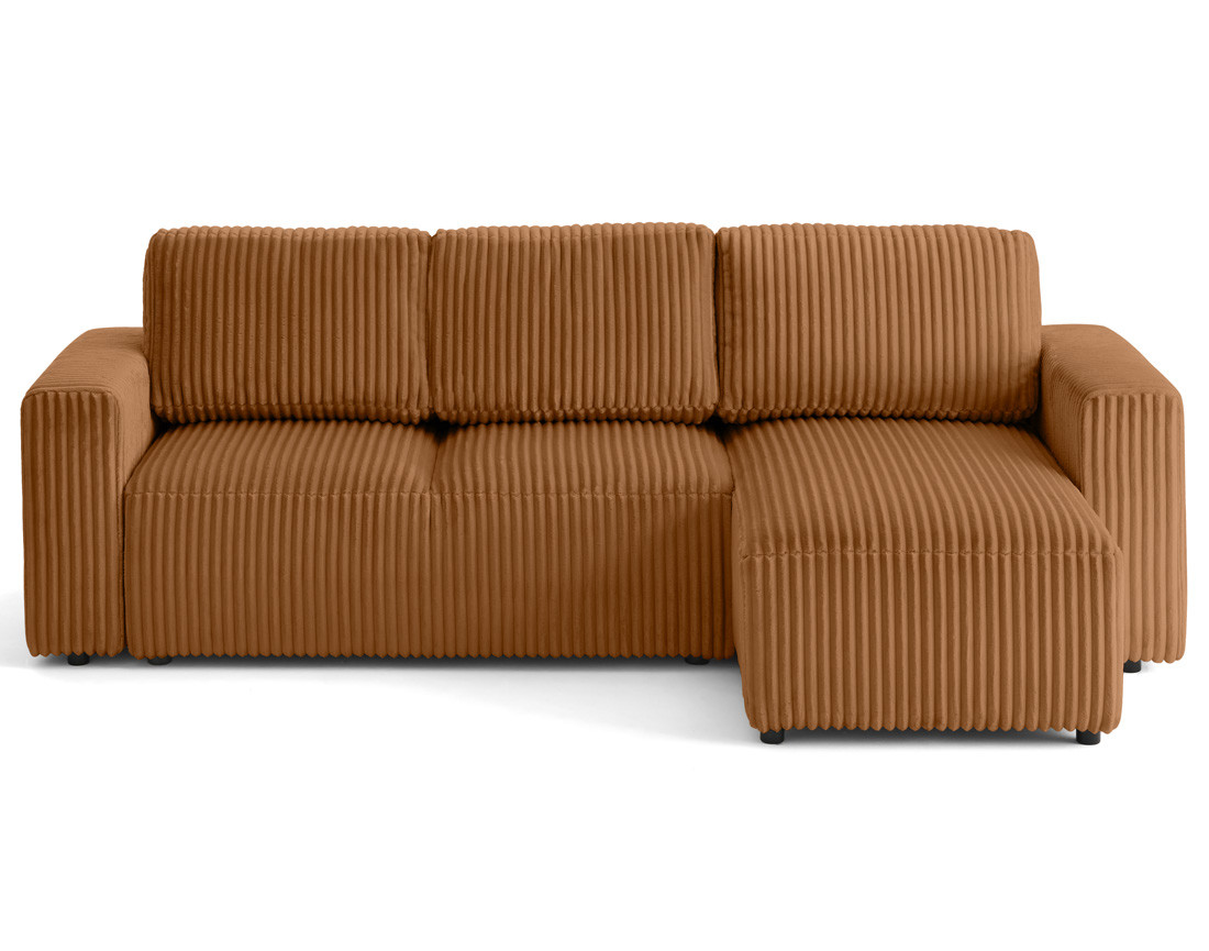 Canapé d'angle 4 places convertible en velours grosses côtes Livy