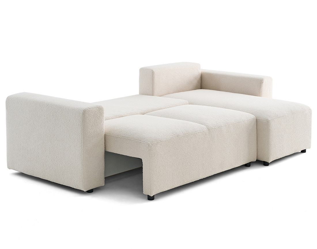 Canapé d'angle réversible 4 places convertible en tissu bouclette Livy