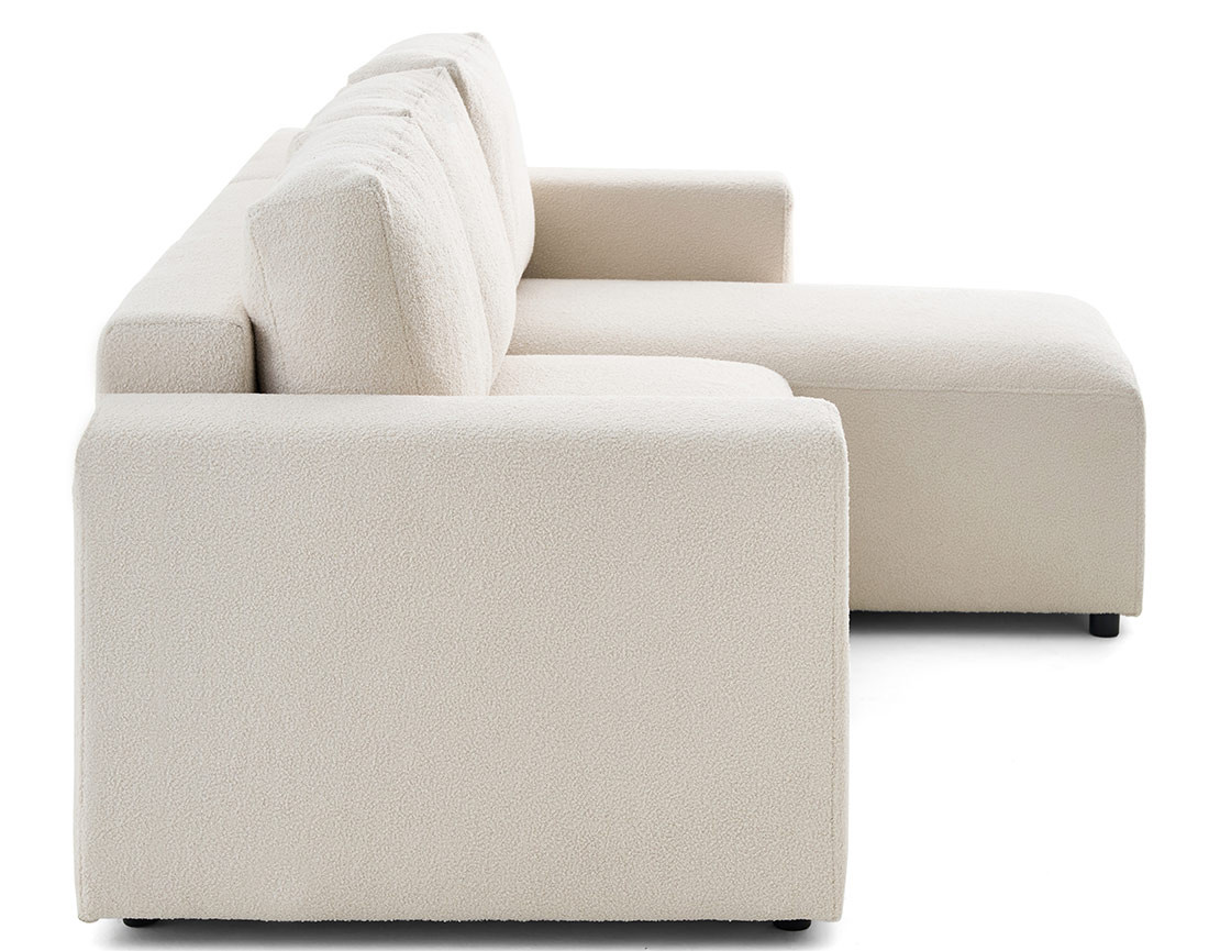 Canapé d'angle réversible 4 places convertible en tissu bouclette Livy