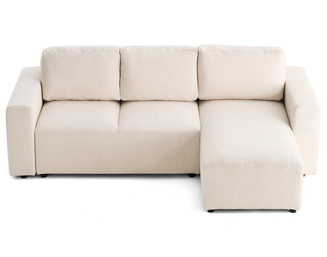 Canapé d'angle réversible 4 places convertible en tissu bouclette Livy