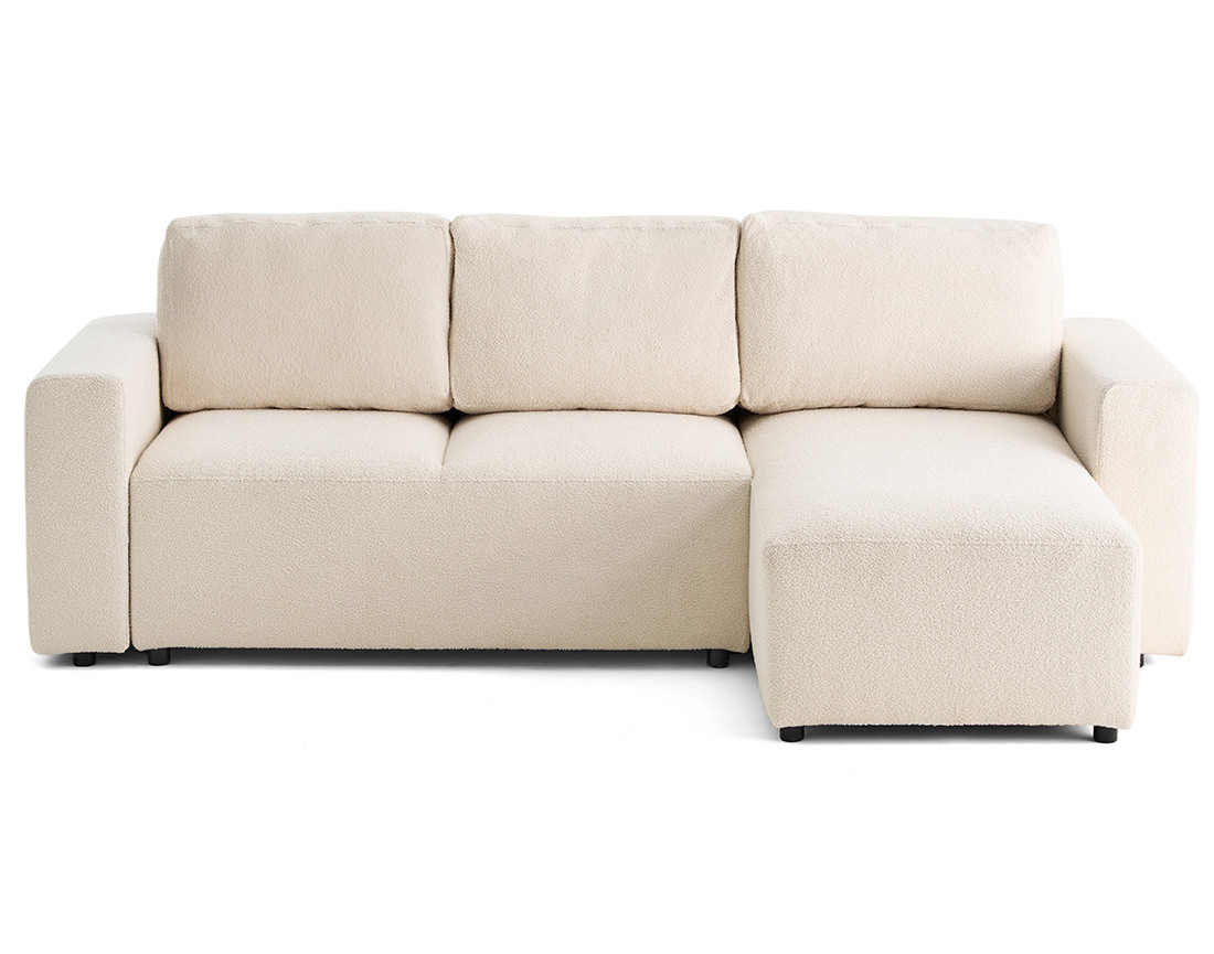 Canapé d'angle réversible 4 places convertible en tissu bouclette Livy