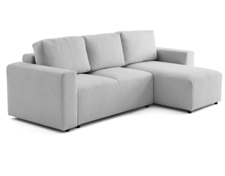 Canapé d'angle réversible 4 places convertible en tissu bouclette Livy