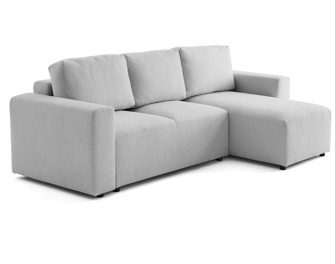 Canapé d'angle réversible 4 places convertible en tissu bouclette Livy