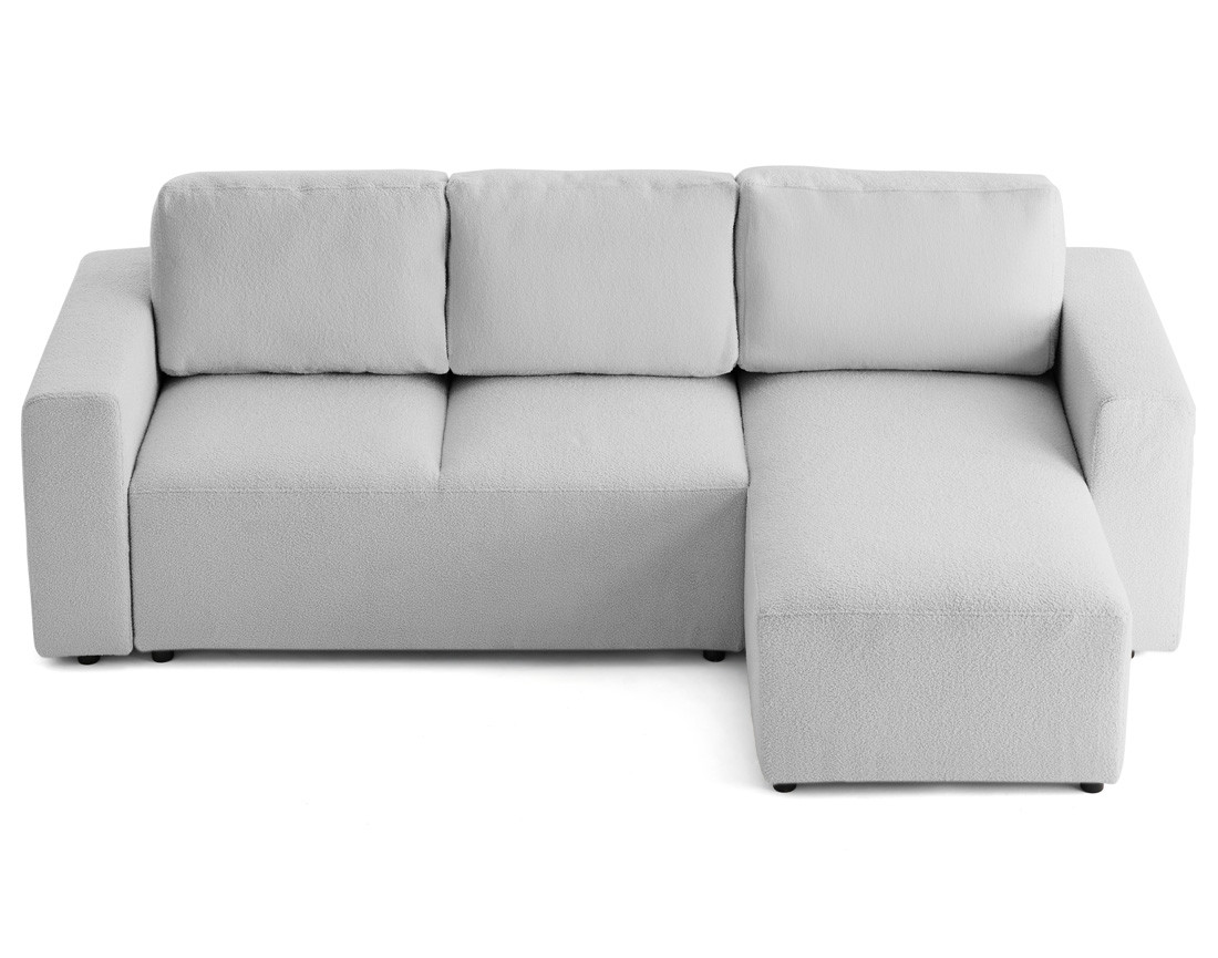 Canapé d'angle réversible 4 places convertible en tissu bouclette Livy