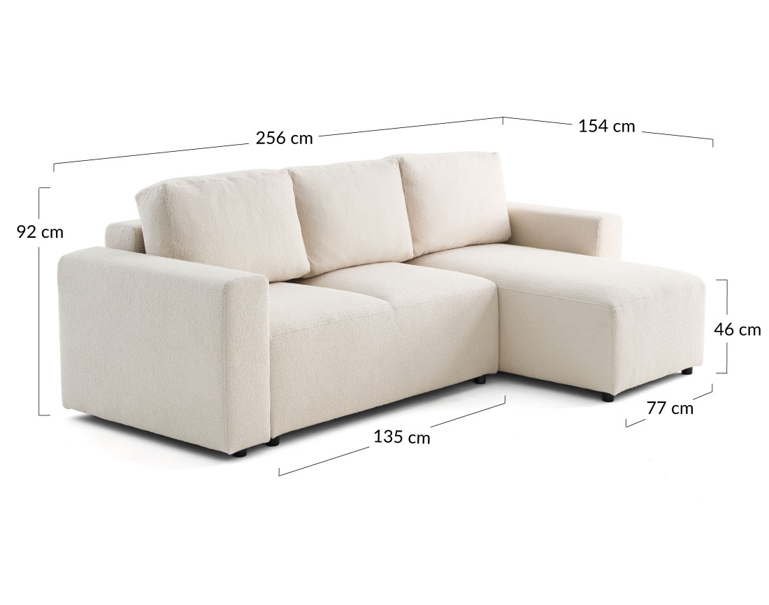 Canapé d'angle réversible 4 places convertible en tissu bouclette Livy